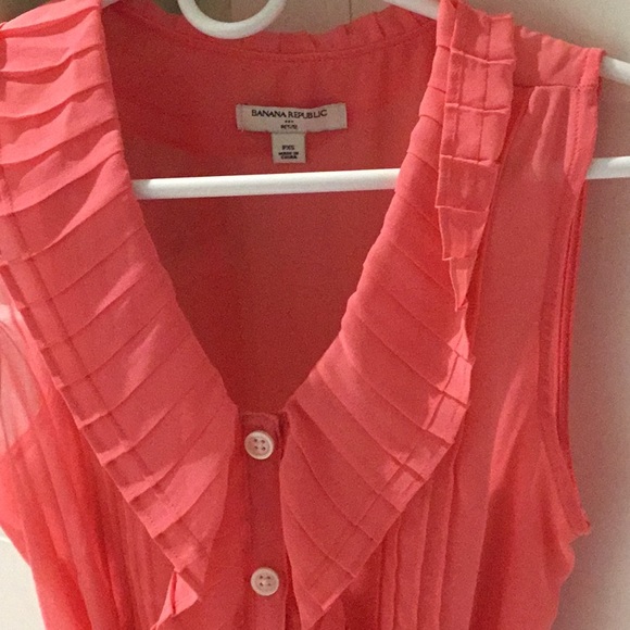 Banana Republic FO sheer sleeveless button front w/tie waist blouse, pink XSP - Picture 14 of 15